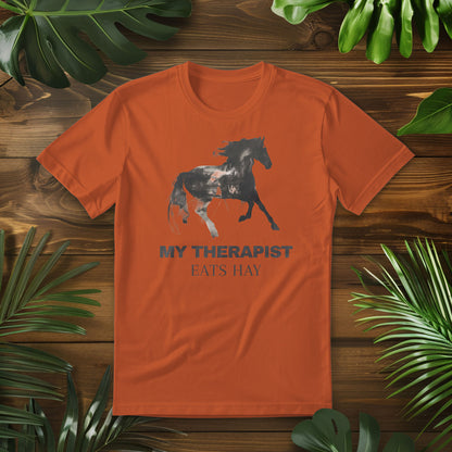 Horse Therapy Tee - 'My Therapist Eats Hay' - Unisex Softstyle T-Shirt