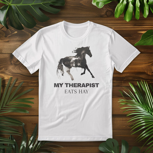 Horse Therapy Tee - 'My Therapist Eats Hay' - Unisex Softstyle T-Shirt